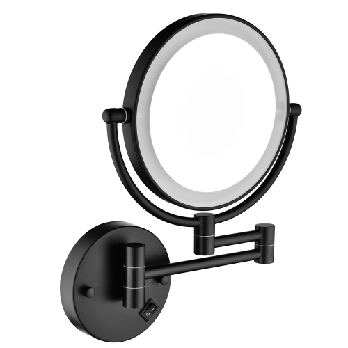 8-Inch Matte Black Stainless Steel LED Two-Sided Vanity Mirror