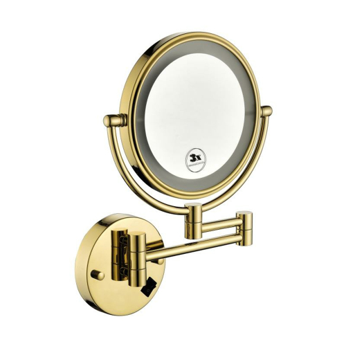 Brushed Gold 8-Inch Stainless Steel LED Double-Sided Vanity Mirror