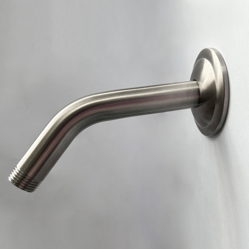Brushed Nickel Stainless Steel Shower Arm with Flange, 1/2 NPT