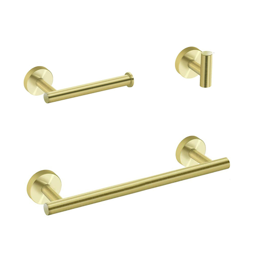 3-Piece Brushed Gold Stainless Steel Bathroom Hardware Set