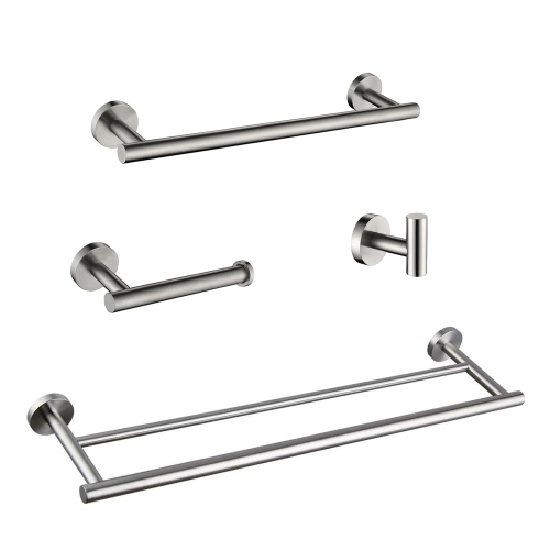 4-Piece Brushed Nickel Stainless Steel Bathroom Hardware Set