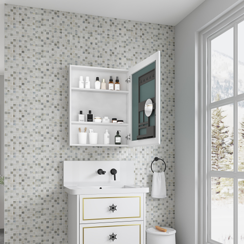 24 x 30-Inch White Engineered Wood Frameless Medicine Cabinet