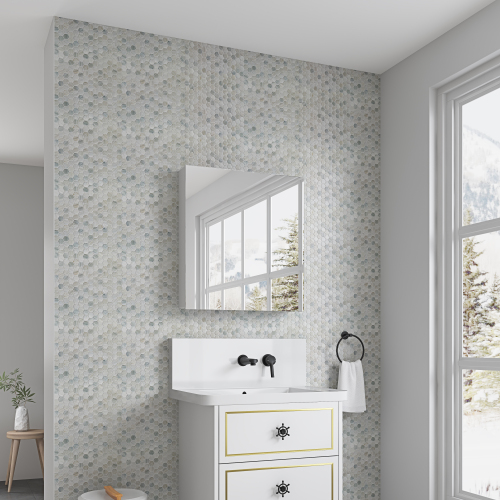 24 x 26 in. White Engineered Wood Frameless Medicine Cabinet