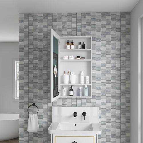 20 x 36-Inch White Engineered Wood Frameless Medicine Cabinet