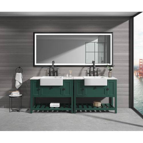 38-Inch Matte Black Aluminum LED Anti-Fog Bathroom Mirror