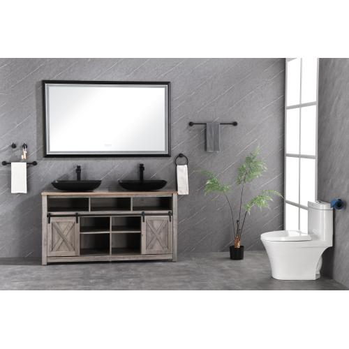 36-Inch Matte Black Aluminum LED Vanity Mirror with Anti-Fog