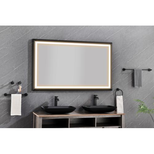 72 x 48-Inch Matte Black Aluminum LED Bathroom Vanity Mirror