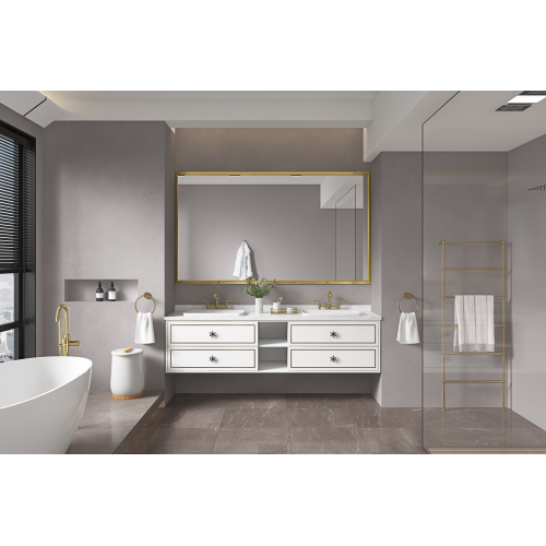 84 x 48-Inch Brushed Gold Aluminum Framed Bathroom Vanity Mirror