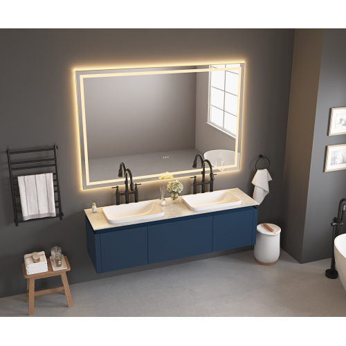 72 x 48-Inch Brushed Gold Aluminum LED Bathroom Vanity Mirror