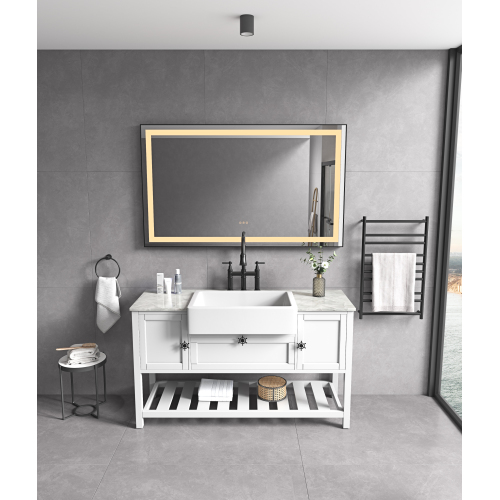 36-Inch Matte Black Aluminum Framed LED Bathroom Vanity Mirror