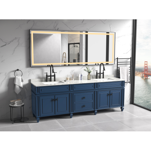 36-Inch Matte Black Aluminum LED Wall-Mounted Bathroom Vanity Mirror