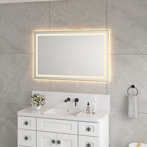 30-Inch Brushed Gold Aluminium Dimmable LED Bathroom Vanity Mirror