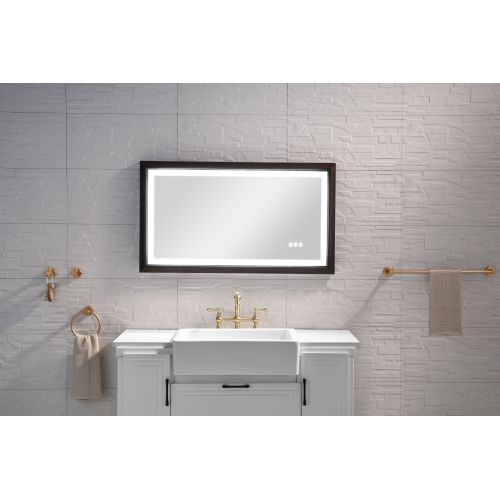 Brown 40 x 24-Inch LED Glass Bathroom Mirror, Aluminum Frame