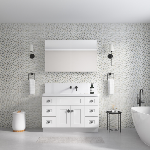 48-Inch White Engineered Wood Frameless Mirror Medicine Cabinet
