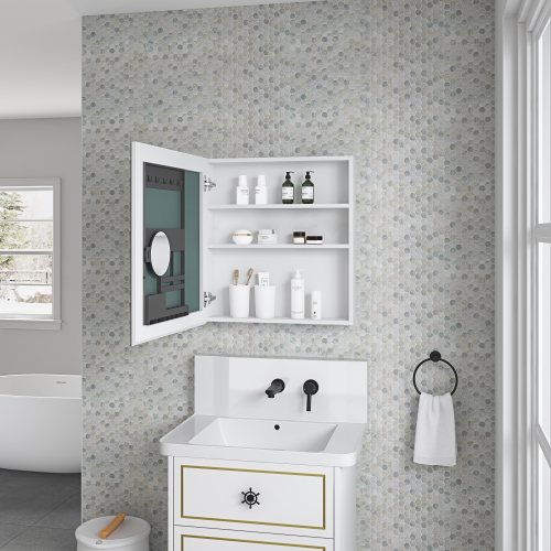 24 x 26 in. White Engineered Wood Beveled Frameless Medicine Cabinet