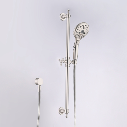 Brushed Nickel Metal Handheld Shower Head with 26.18-Inch Slide Bar