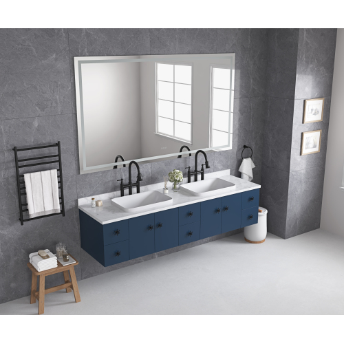 84 x 48-Inch White Aluminum Dimmable LED Bathroom Vanity Mirror