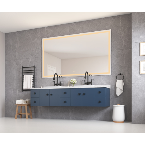 36-Inch White Aluminium LED Bathroom Mirror with Dual Lighting
