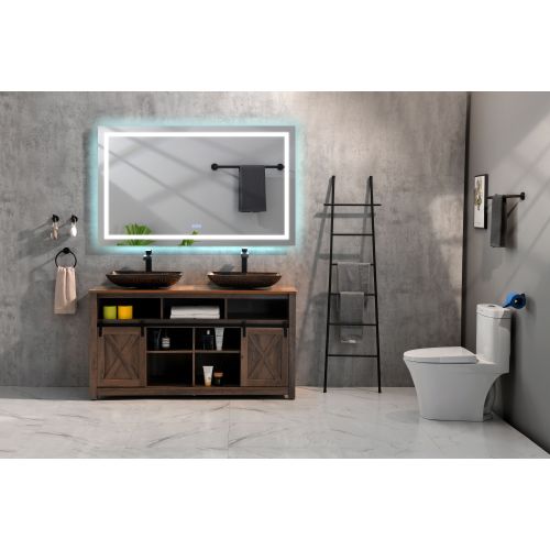 36-Inch White Aluminium LED Bathroom Mirror with Front and Backlight