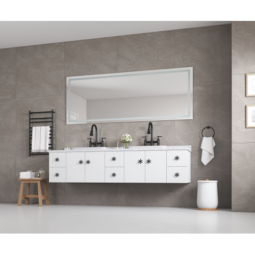 36-Inch White Aluminium LED Bathroom Mirror with Dual Lighting - White - Aluminium,Glass - White - Aluminium - 36-Inch