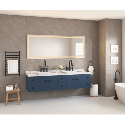 72 x 30-Inch White Aluminium and Glass LED Bathroom Mirror