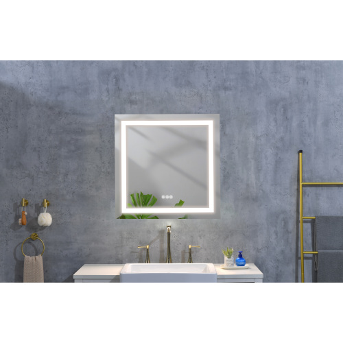 36-Inch White Aluminum and Glass LED Bathroom Vanity Mirror