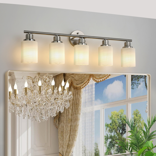 31.5-Inch Modern 5-Light Chrome Iron Vanity Wall Sconce
