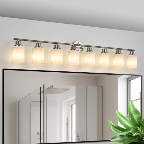 52-Inch Modern 8-Light Iron Vanity Sconce in Chrome Finish