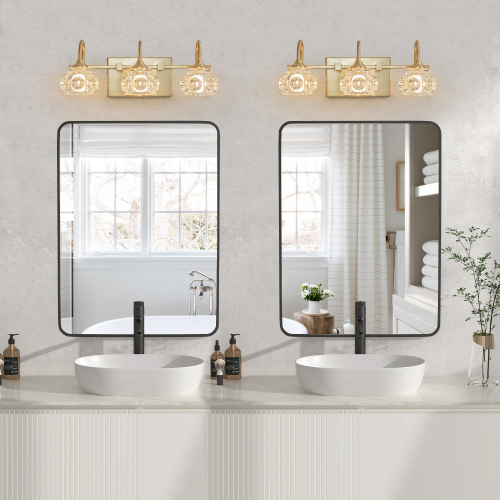 Modern 29.1-Inch Gold Iron 3-Light Vanity Sconce with Clear Glass