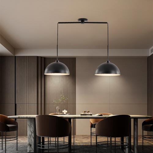 41-Inch Matte Black Iron Double Pendant Ceiling Light Fixture