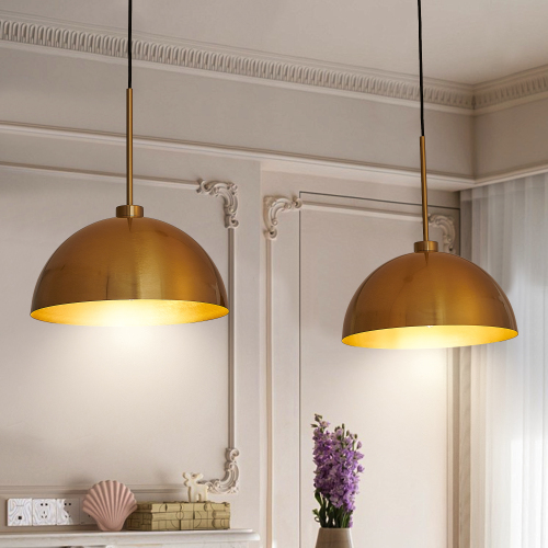 41-Inch Coppery Iron Double Pendant Light with Adjustable Drop