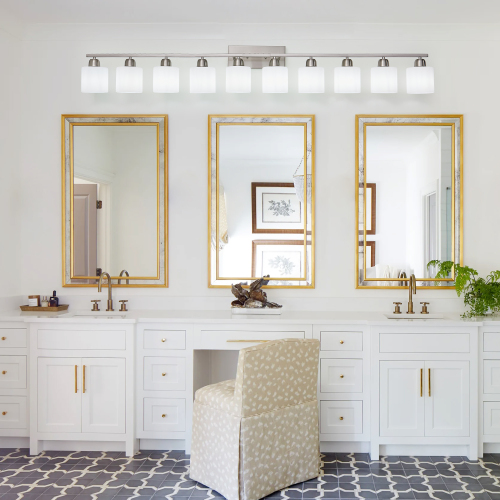 Modern 10-Light 6552-Inch Chrome Iron Bathroom Vanity Light
