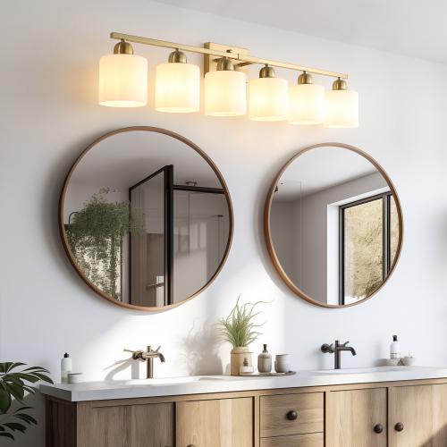 51.6-Inch Coppery Iron 6-Light Modern Bathroom Vanity Light