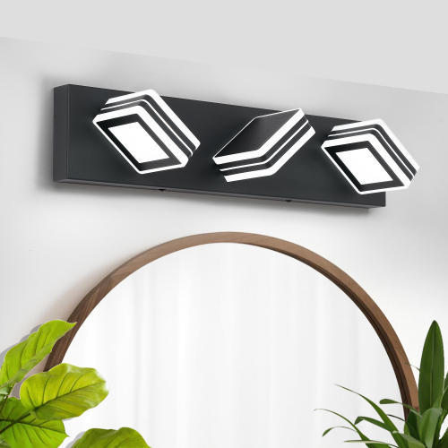 52.2-Inch Matte Black Iron 3-Light LED Vanity Wall Light