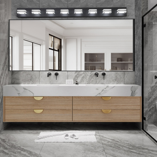 52-Inch Modern Black Iron 8-Light Dimmable LED Vanity Wall Light