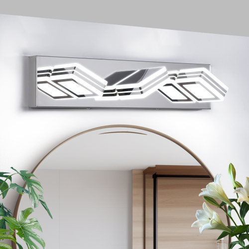 Modern Chrome Iron 3-Light Dimmable LED Vanity Light, 52.2 Inch