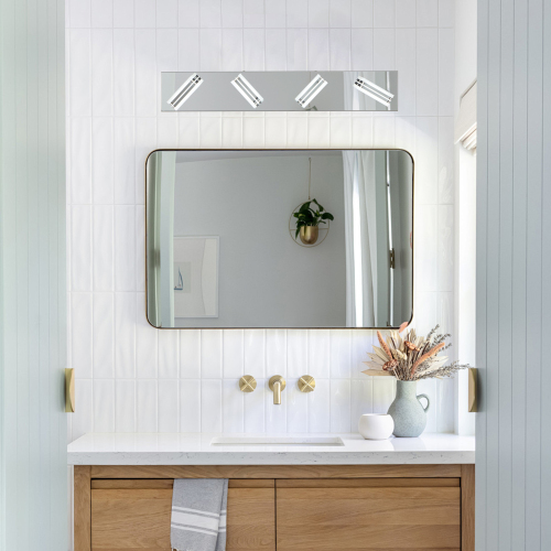 26-Inch Modern Chrome Iron 4-Light LED Vanity Wall Fixture