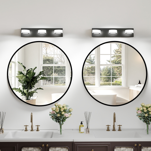 21-Inch Black Iron 3-Light LED Vanity Wall Fixture with Acrylic