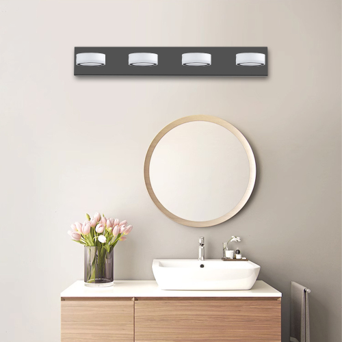 29-Inch Modern Black Iron 4-Light LED Bathroom Vanity Light