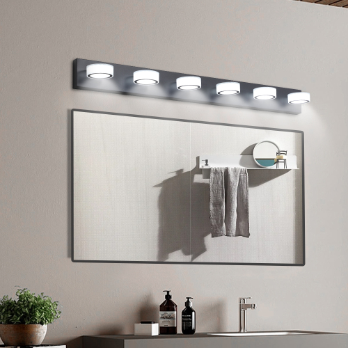 45-Inch Modern 6-Light LED Black Iron Bathroom Vanity Light