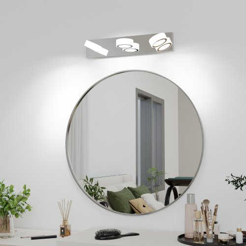 21-Inch Chrome Iron 3-Light LED Rotating Oval Vanity Light Fixture