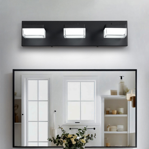 38.2-Inch Modern Matte Black Iron 3-Light LED Vanity Light