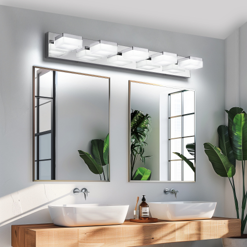 38.2-Inch Chrome Iron 5-Light Modern Vanity Wall Sconce for Mirrors