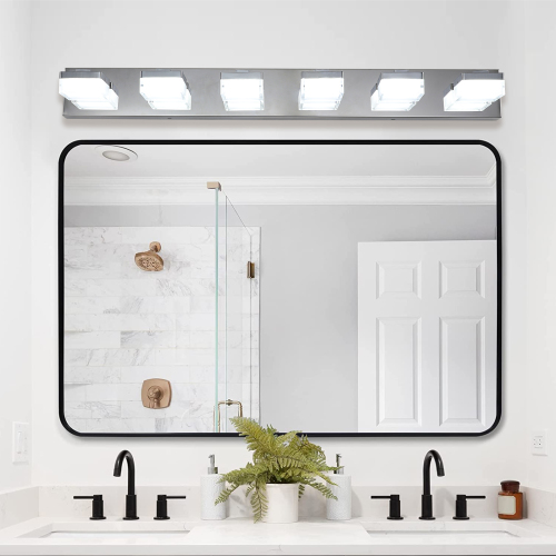 Modern 38.2-Inch Chrome Iron 6-Light LED Vanity Mirror Fixture