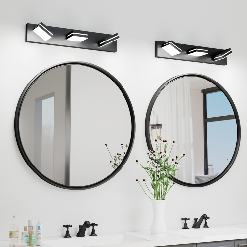 Modern Black Iron 3-Light LED Vanity Wall Sconce, 63-Inch Fixture
