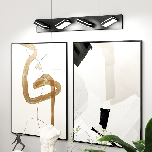 63-Inch Modern Black Iron 4-Light LED Vanity Wall Sconce Fixture