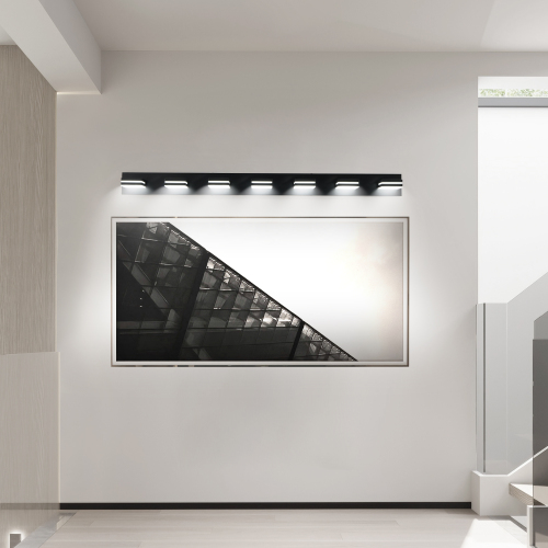 Modern Black LED Vanity Light, 7-Light Wall Sconce for Bathroom and Mirror, Sleek Minimalist Design, Energy-Efficient, Easy to Install - Iron - Iron