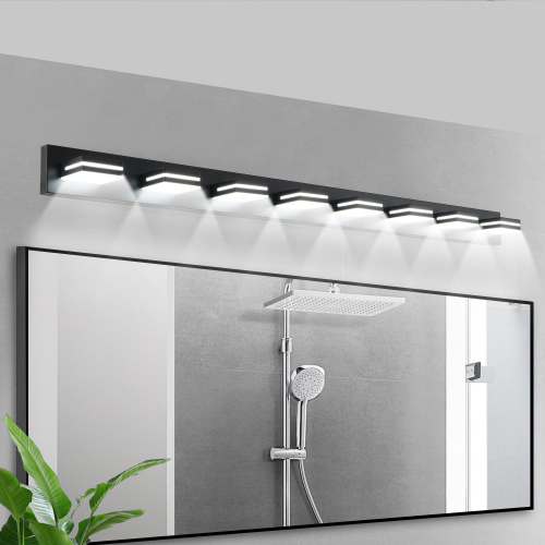 Modern Black LED Vanity Light, 8-Light Wall Sconce for Bathroom and Mirror, Sleek Minimalist Design, Energy-Efficient, Easy to Install - Iron - Iron
