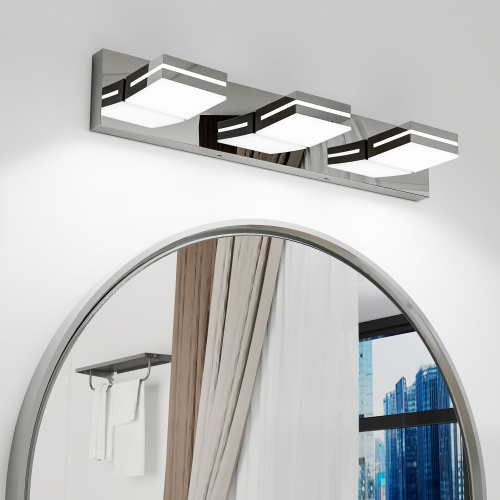 63-Inch Modern Chrome Iron 3-Light LED Vanity Wall Sconce