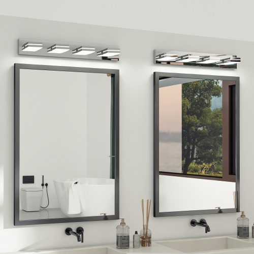 63-Inch Chrome Iron 4-Light LED Vanity Wall Sconce for Mirrors